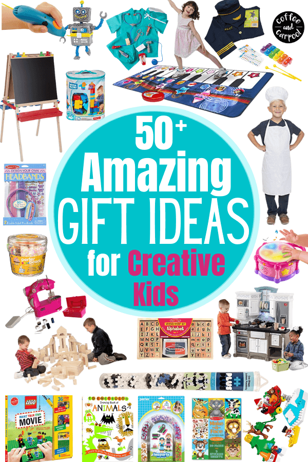 Best gifts to inspire kids to be more creative #creativekids #encouragekidstobecreative #giftsforkids #creativegifts #coffeeandcarpool #holidaygiftsforkids #giftguide 
