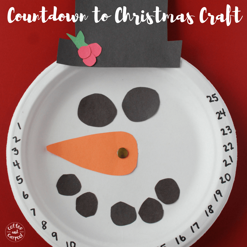 Countdown to Christmas with this snowman craft that kids can make. His nose moves you through the days of December to count down to the Christmas. www.coffeeandcarpool.com