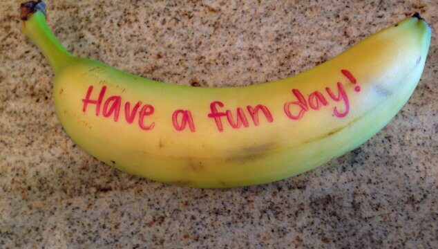 Need a quick and easy way to make sure your kids know you love them? Try writing them a love note...even if it's on a banana. www.coffeeandcarpool.com