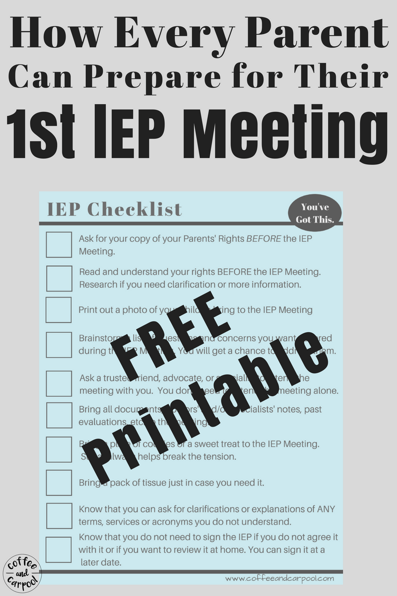 Prepare for your 1st IEP Meeting. Free printable checklist to do before your child's IEP Meeting #freeprintable #checklist #IEP #specialneeds