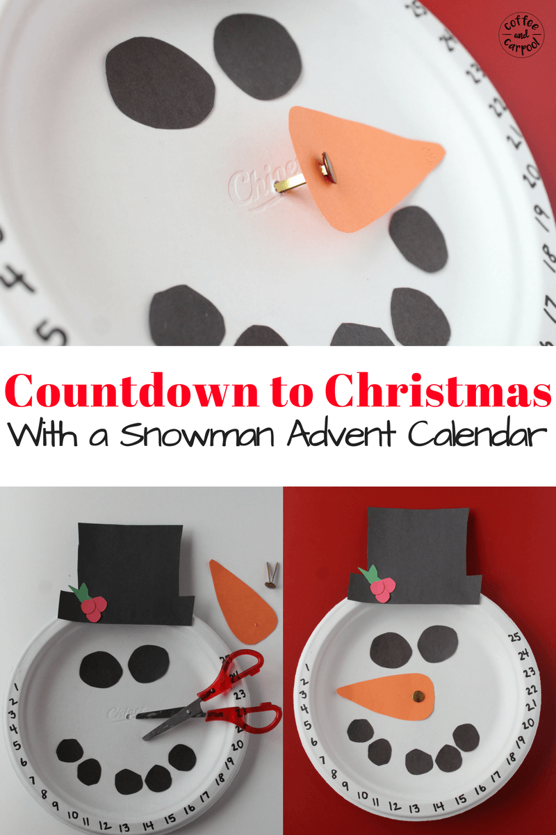 Countdown to Christmas with this Christmas craft snowman advent calendar. www.coffeeandcarpool.com