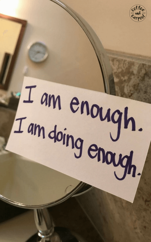 Do you ever feel like you're not doing enough as a mom? This is what all moms need to know when the negative self talk creeps in. #iamenough #momlife #moms #parentinglife