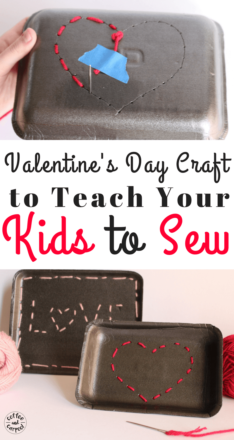Beginning Sewing Craft for Kids with this super cute and simple Valentine's Day craft for kids. #beginningsewing #kidscraft #Valentinesday #Valentinesdaycraft #kidssewingcraft