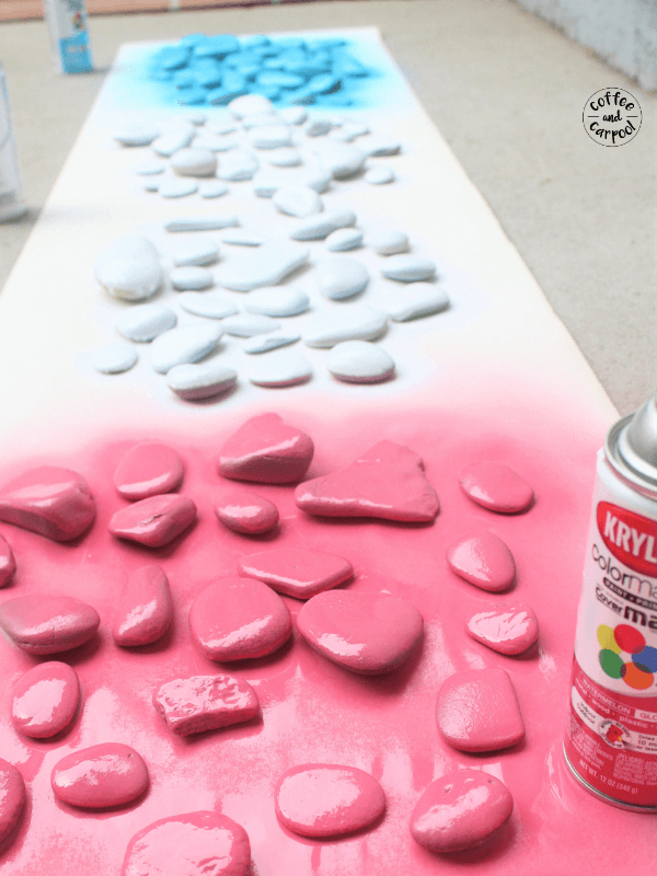 Spray paint your kindness rocks #coffeeandcarpool #raisekindkids #bekind #kindnessrocks