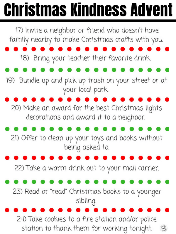 24 Christmas Kindness Activities for December #kindkids #KindChristmas