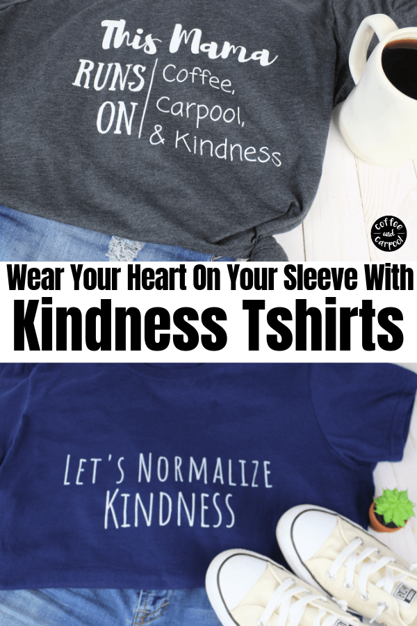 Spread kindness with these kindness gifts which includes kindness tshirts, kindness books and kindness journals. #gifts #giftguides #kindness #kindtshirts #tshirts #coffeeandcarpool