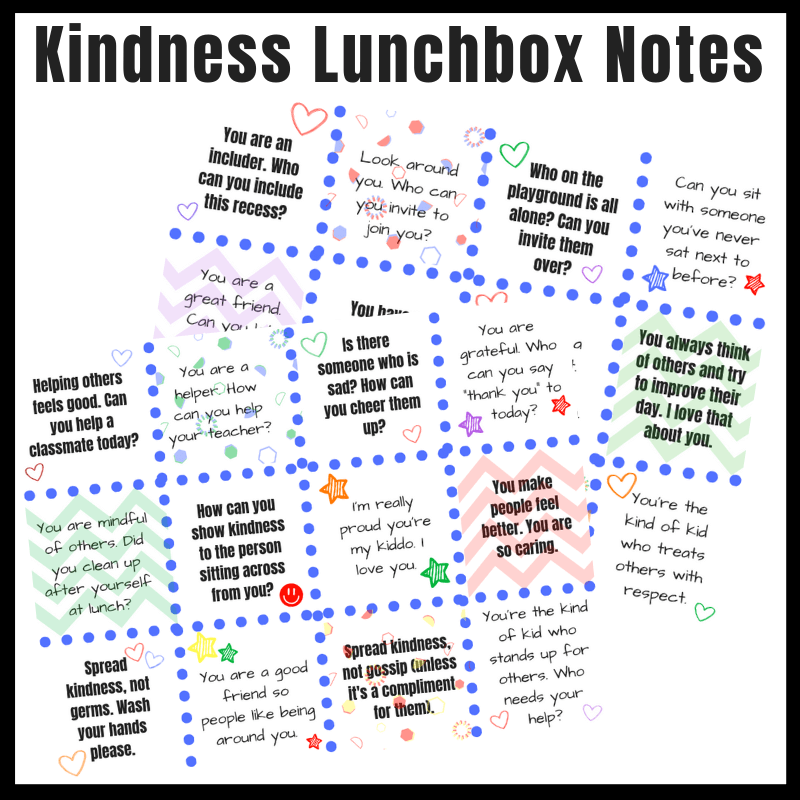 Kindness Lunchbox Notes to help kids remember to be kind at school