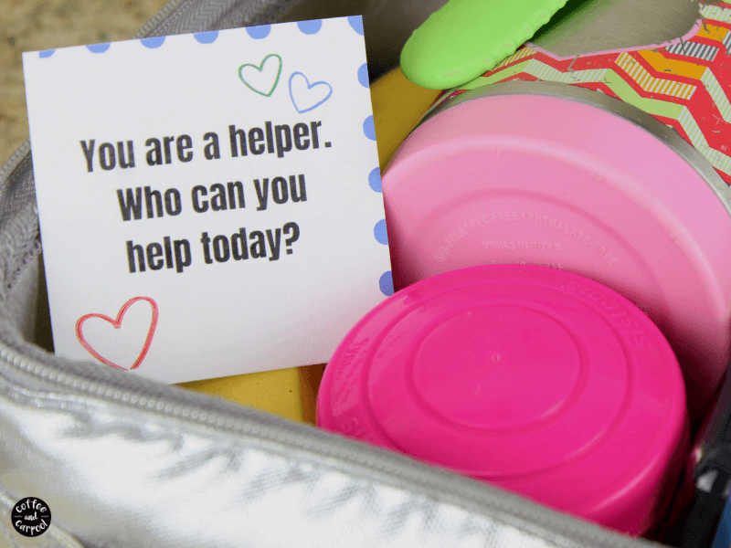 Use these kindness lunchbox notes and send your kids with reminders in their lunches to be kind. Kindness notes for kids are an easy way to encourage our kids to be kind more often #kindness #schoollunches #kindnessnotes #lunchboxnotes #coffeeandcarpool #backtoschool #bts