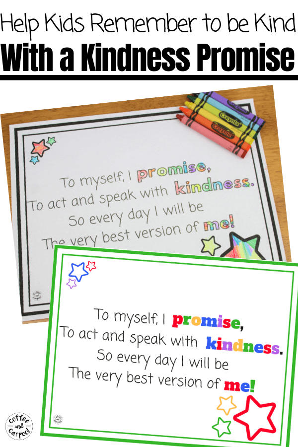 Kindness Promise for kids to help them remember to act and speak with kindness even when they don't feel like it. #kindnesspromise #raisekindkids