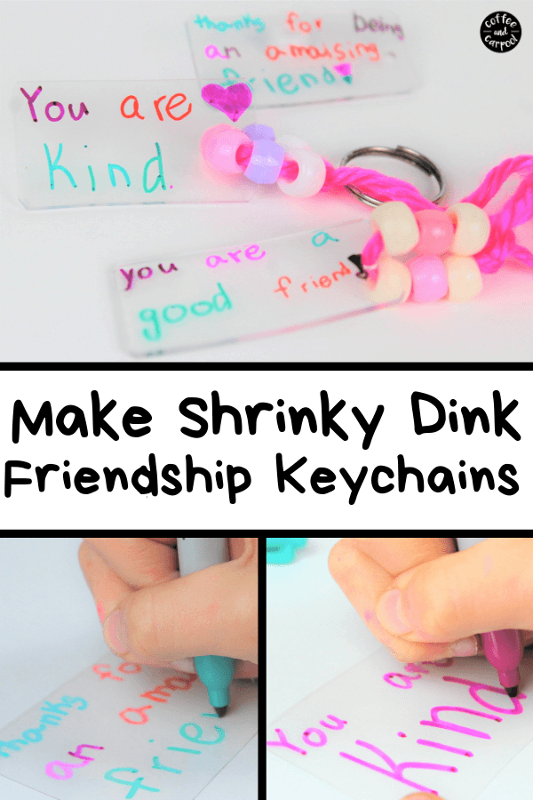 Make friendship gifts that are meaningful and perfect to give as gifts to friends. These friendship gifts for kids friends are fun because they're shrinky dink keychains. #shrinkydink #crafts #diygifts #diycrafts #friendship #friendshipgifts