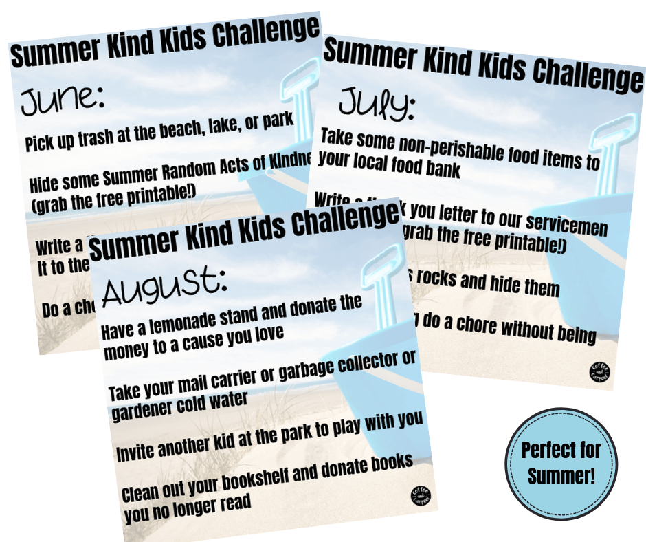Looking for the perfect summer activities for kids? Use these summer kindness activities for kids because kindness matters. #kindnessmatters #kindnessactivitiesforkids #kindness #kindkids #summer #summerfun #summeractivitiesforkids #coffeeandcarpool