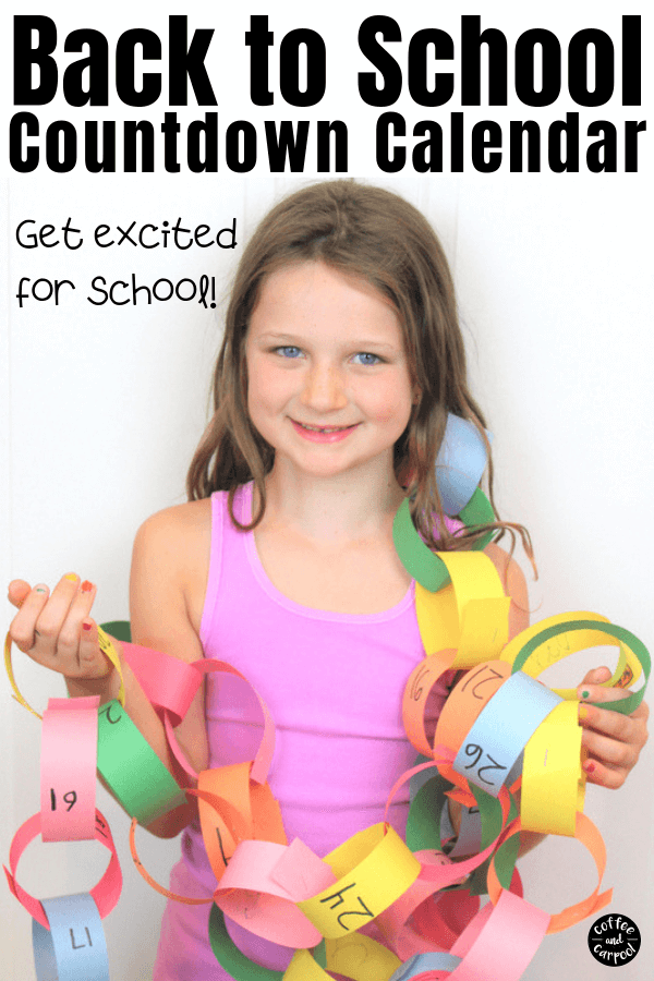 Get kids excited for school with this countdown to back to school paper chain. It's one of the perfect summer activities for kids as summer vacation ends and fall begins. Generate back to school excitement with this back to school craft #backtoschool #paperchain #countdown #countdowncalendar #paperchaincountdown #backtoschoolactivities #summeractivities #backtoschoolexcitement