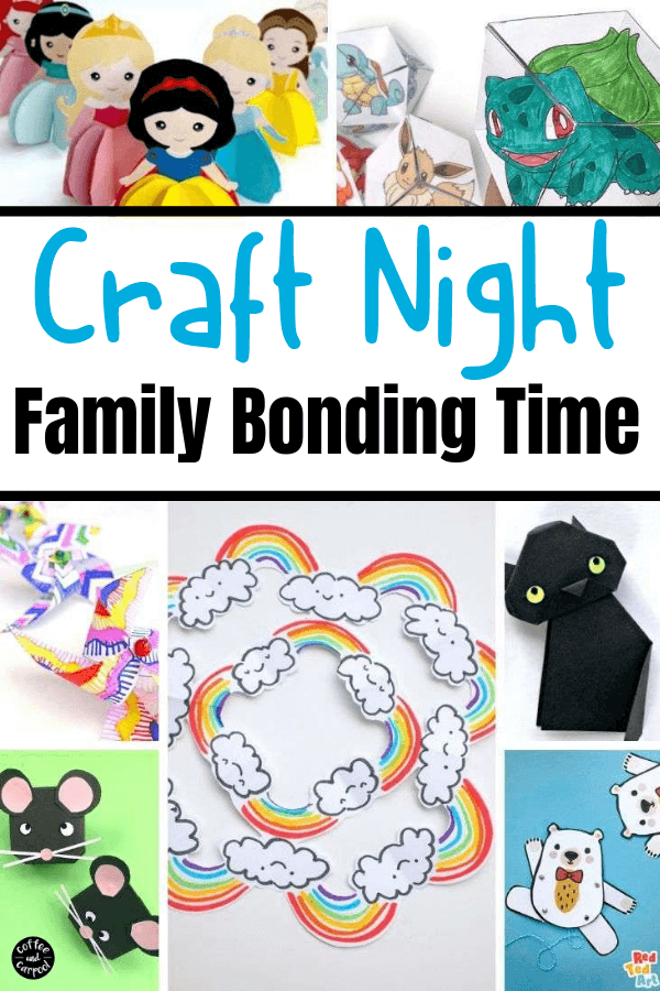 Family Bonding Time Ideas that don't involve game night or movie night...try craft night that's perfect for families with different ages. Use these 10 craft ideas to connect as a family. #familyconnection #familybonding #familybondingideas #familyactivities #craftideas #craftingforkids #papercraftsforkids #creativeactivities