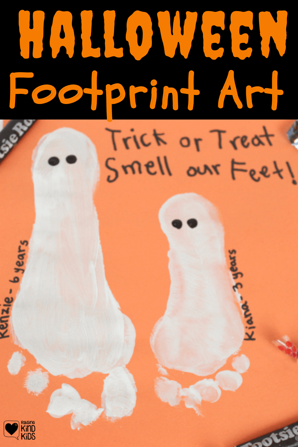 Halloween Footprint Ghosts are a great Halloween craft #Halloweencraft #Halloweenart #footprintart #Halloween