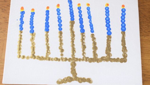 Finished menorah with pointillism