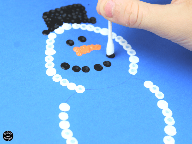 Create a smile on the snowman art with Pointillism