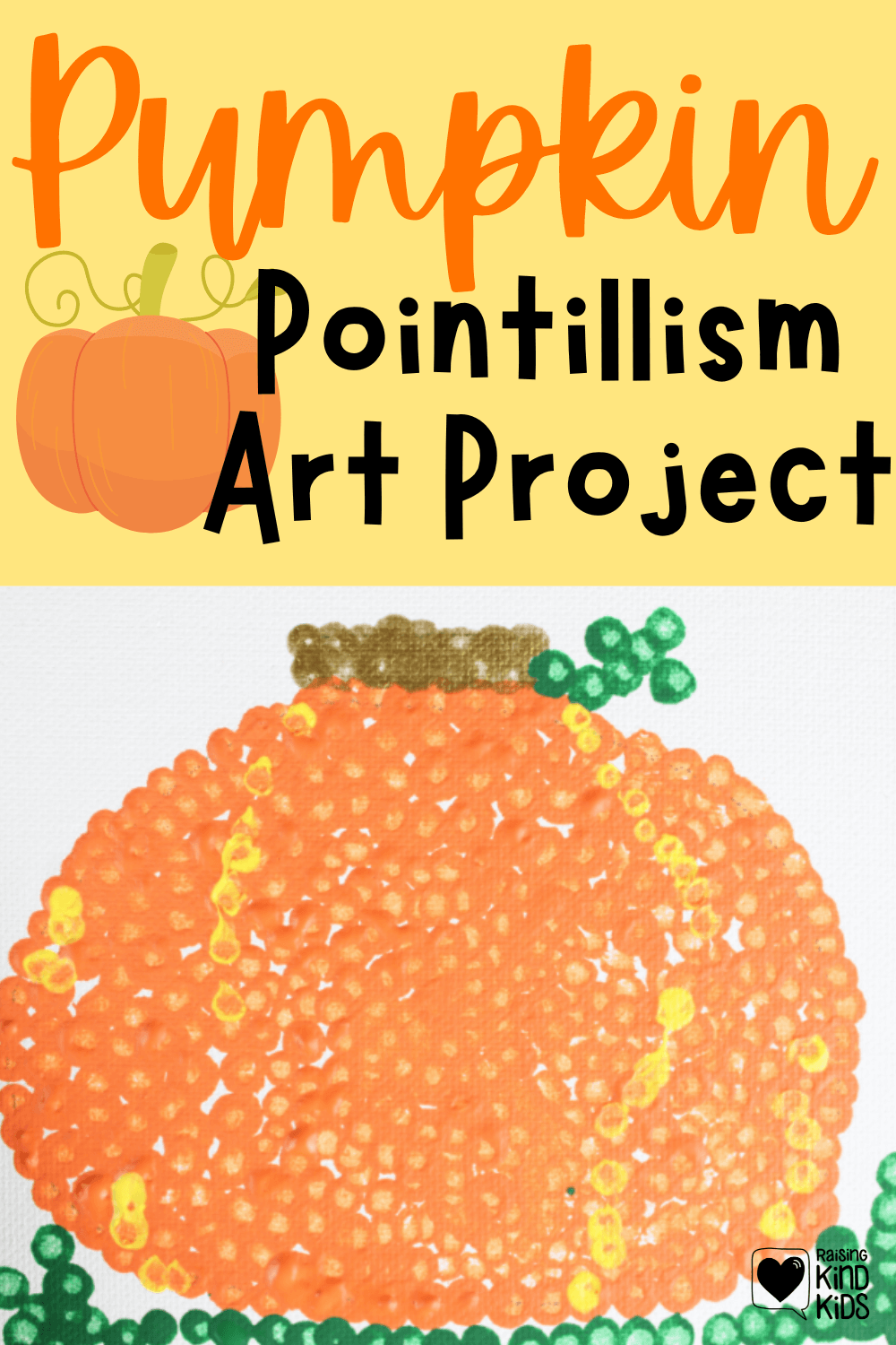 Pumpkin pointillism art project perfect for fall