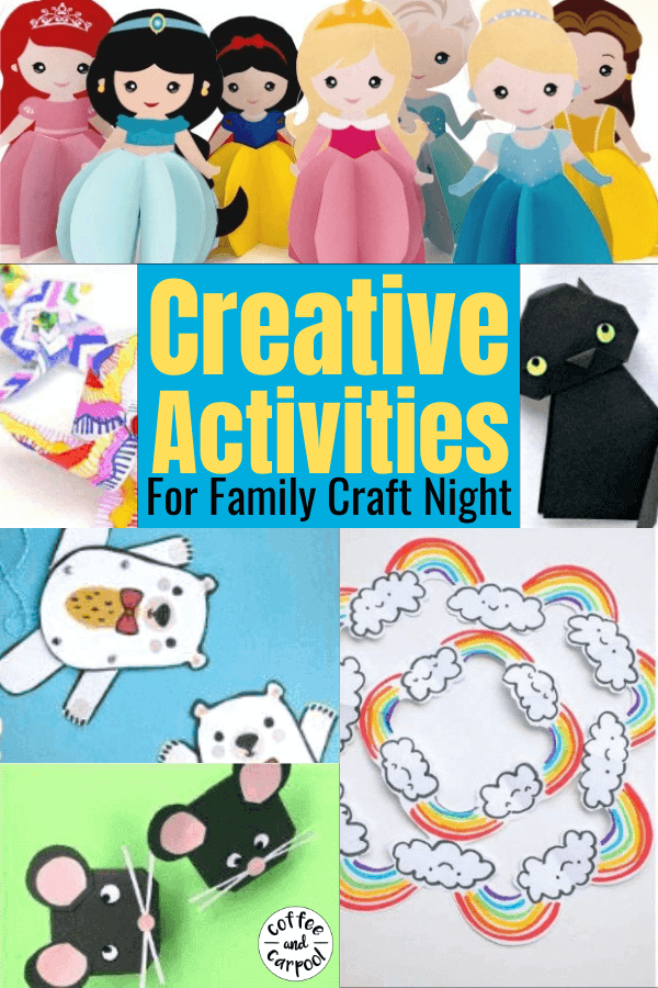 Family Bonding Time Ideas that don't involve game night or movie night...try craft night that's perfect for families with different ages. Use these 10 craft ideas to connect as a family. #familyconnection #familybonding #familybondingideas #familyactivities #craftideas #craftingforkids #papercraftsforkids #creativeactivities 