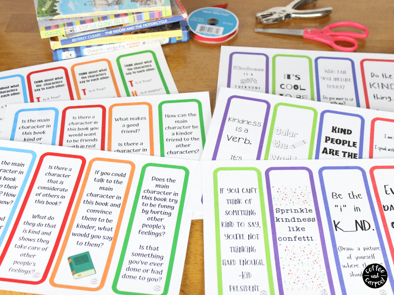These kindness bookmarks will encourage kids to be kind while reading kindness books and books with characters who aren't so kind. These kindness bookmakrs for kids are interactive and great for classrooms, school libraries, public libraries and for families #kindnessbookmarks #kindnessbookmarksforkids #kindnessactivitiesforkids #kindnessactivities #booksmarksforschoollibrarians 