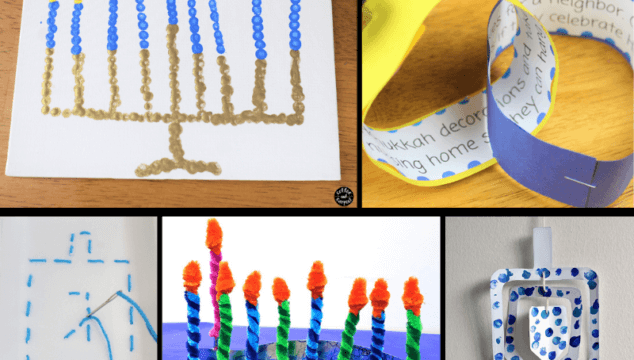 Hanukkah crafts for kids are a fun way for families and kids to celebrate Hanukkah each December. #Hanukkah #Chanukkah #Hanukkahcraftsforkids #Hanukkahactivitiesforkids #Hanukkahcraftideas #coffeeandcarpool #judaicacrafts