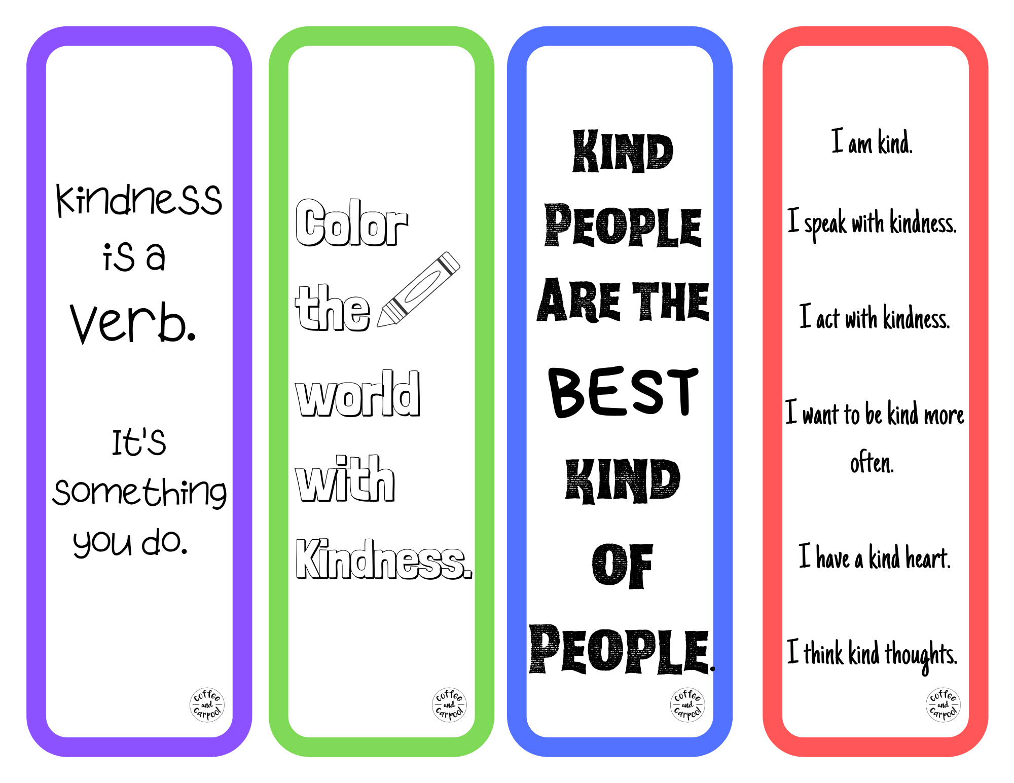Free Printable Kindness Bookmarks