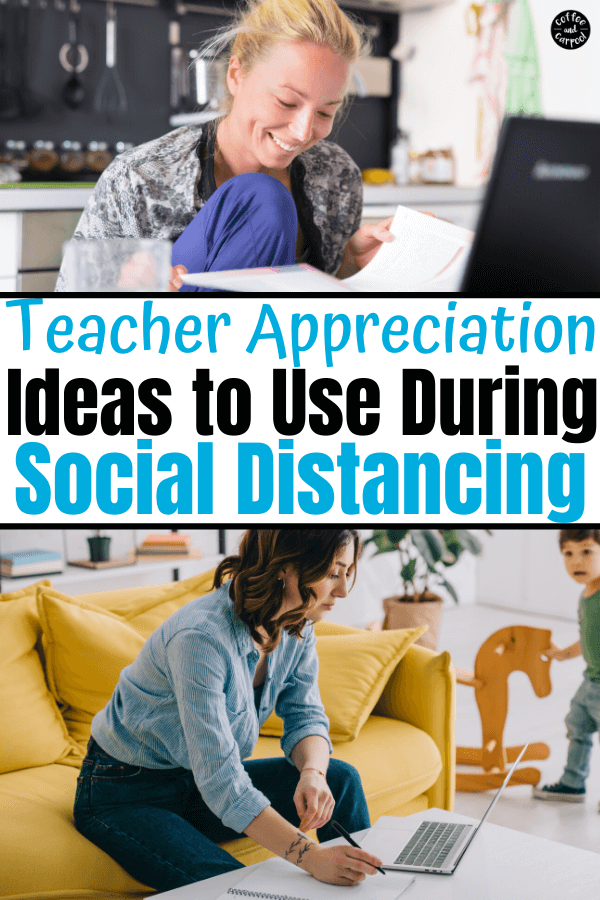 Teacher appreciation ideas to thank teachers during distance learning and the quarantine during covid-19. We can still thank and appreciation teachers during this pandemic with social distancing and safe teacher appreciation ideas. #teacherappreciation #distancelearningsocialdistancing #teacherappreciationdistancelearning 
