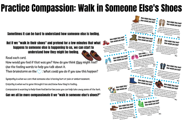 Teach compassion to kids with these 5 social emotional strategies, including this free printable to start the conversation about empathy and compassion. If you're wondering how to teach compassion to your kids, these are the teaching tools you need for social emotional learning. #selactivities #socialemotionallearningactivities #socialemotionallearning #compassion #socialemotionalactivities 