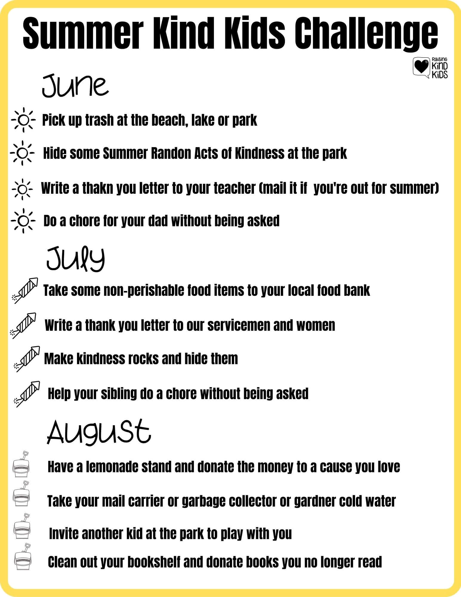 Summer Kind Kids Challenge-June