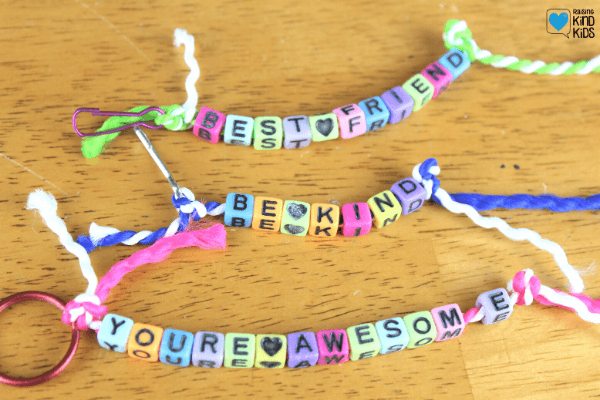 These kindness keychains are a great friendship craft and a fun gift to make for friends as a kindness activity for kids. 