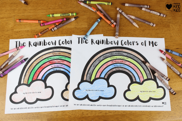 Celebrate Diversity and our differences with this Rainbows Colors of Me printable. Kids can color all the colors of them.
