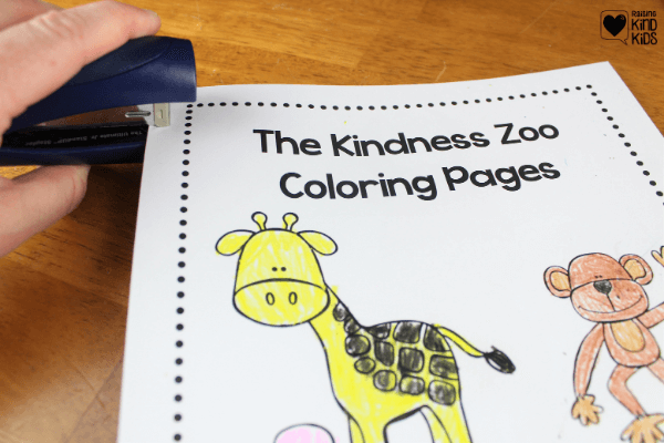 These 26 zoo animals from a-z have 26 different ways to speak and act with kindness with this kindness zoo coloring book.