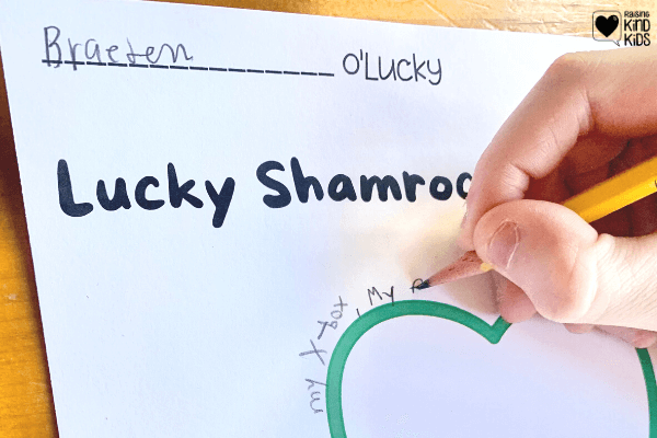 Create an I am Lucky Shamrock Shape Poem to help kids focus on gratitude and why they're already lucky. 