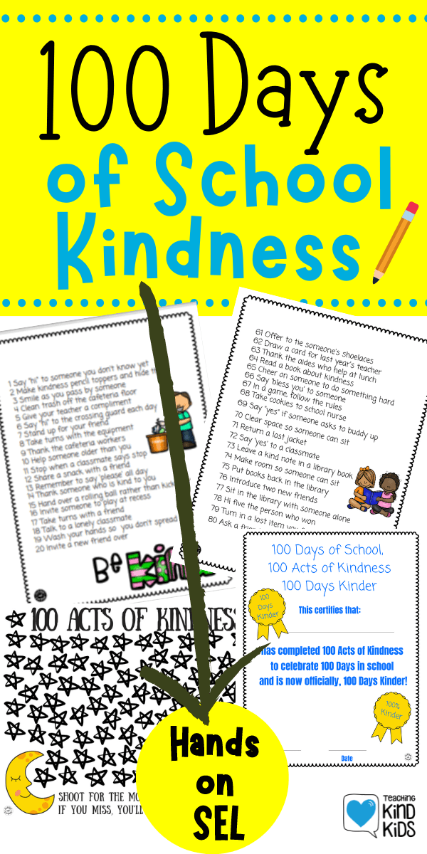 100 Acts of Kindness for kids challenge to encourage kids to be kinder. #kindkids #kindness #kindchallenge #printable #coffeeandcarpool