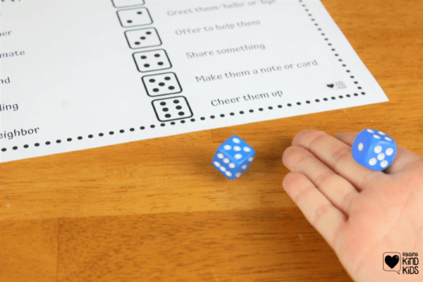 Use this kindness dice game to help kids speak and act with kindness more often. It's a fun, hands on kindness activity for kids. 