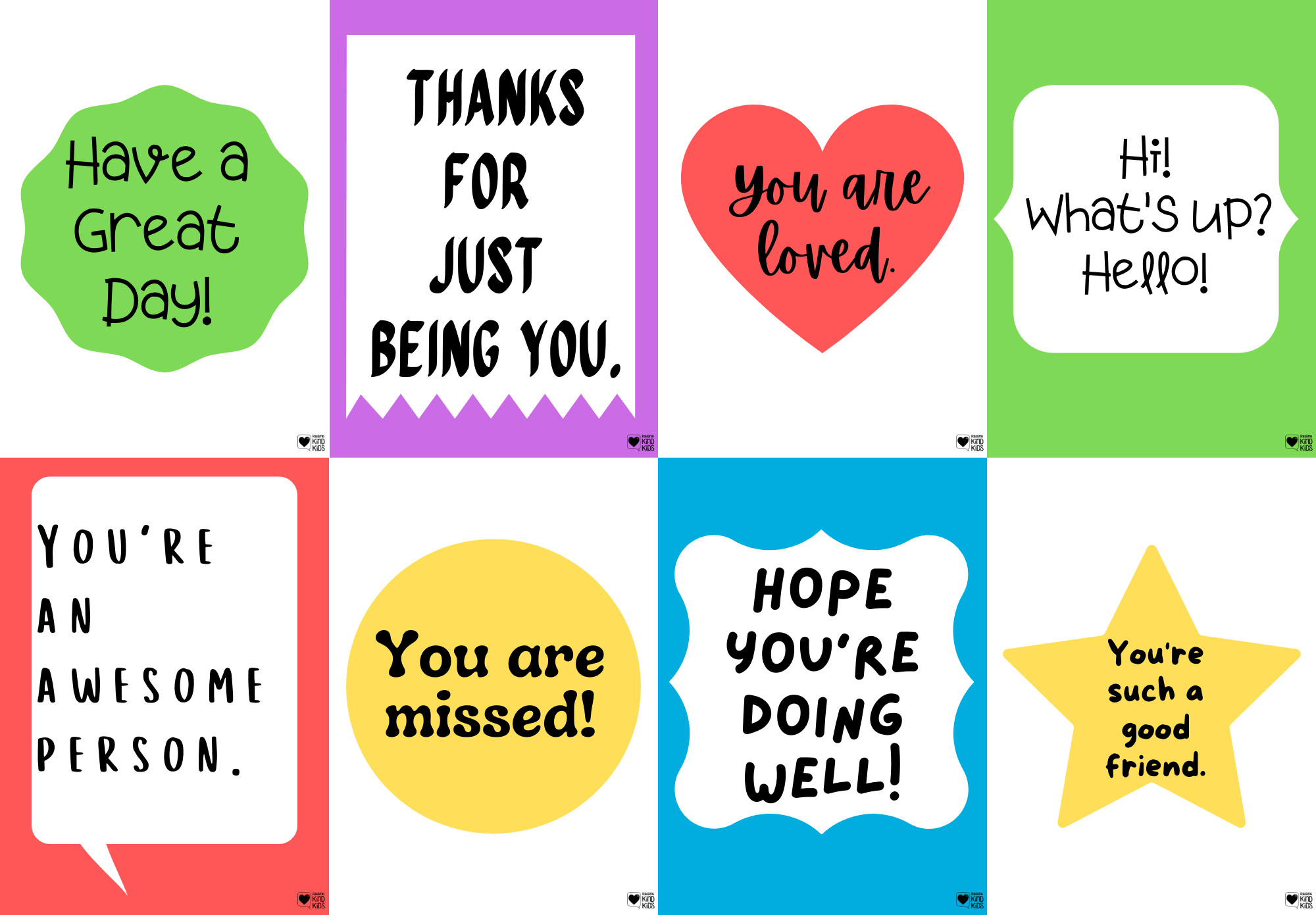 Use these kindness notes to help kids act with kindness more often and share these kindness cards with others. 