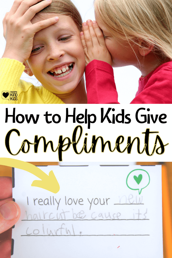 Help kids give compliments to others as a way to spread kindness. If we want kids to speak and act with kindness more often, we need to show them how easy it is to give compliments to others.