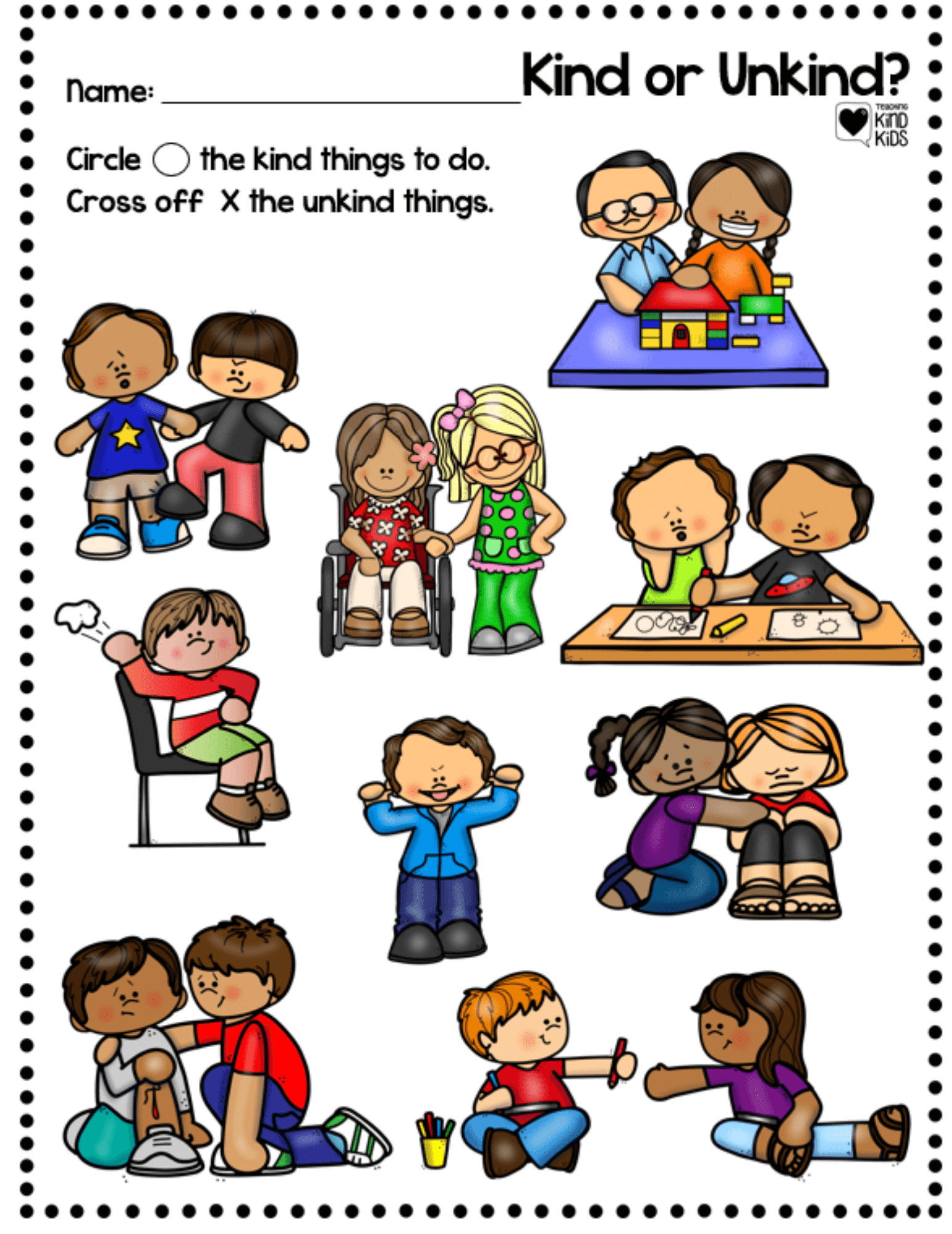 Kindness Leaves Activities Kind Or Unkind Sort And Kindness Activities