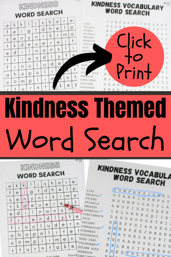 Use this kindness word search as a fun way to teach sel curriculum and kindness vocabulary and character eduation