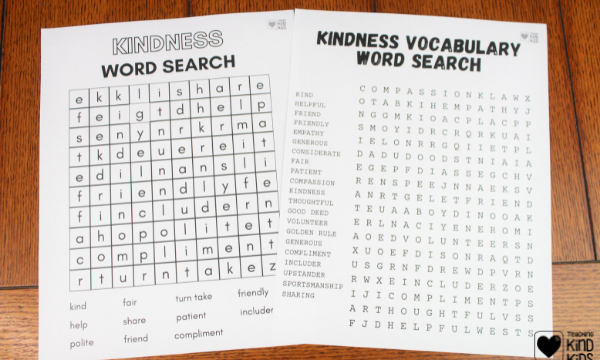 Use this kindness word search as a fun way to teach sel curriculum and kindness vocabulary and character eduation