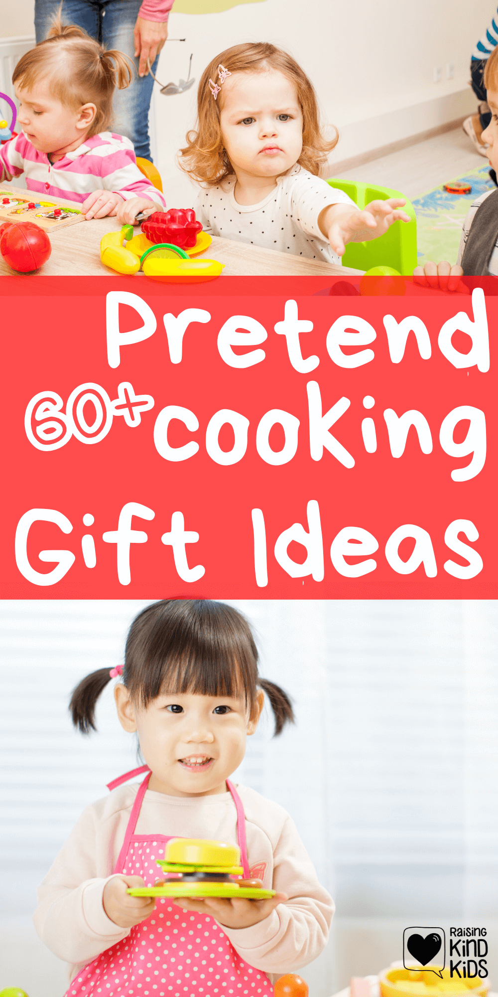 Have a kid who loves to play pretend? Then you need these 60+ perfect gifts for kids who love to pretend cook #gifts #giftsforkids #dramaticplaygifts #playislearning #playiswork #positiveparenting #parenting101 #holidaygifts #christmasgifts #giftlists #giftideasforkids #creativegiftsforkids #coffeeandcarpool