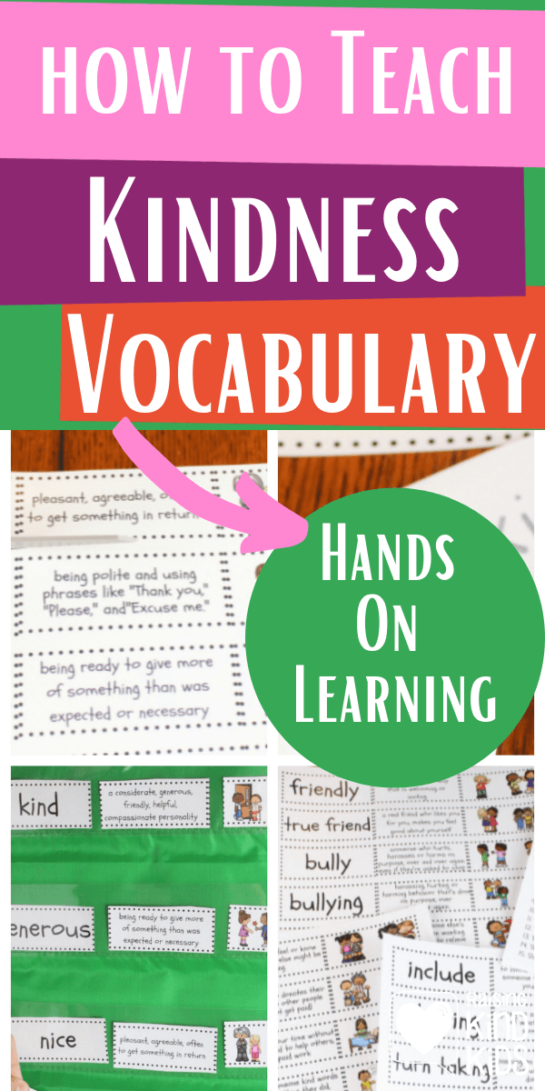 Use this kindness vocabulary activity to teach sel curriculum and what each of these words means in a fun hands-on way.