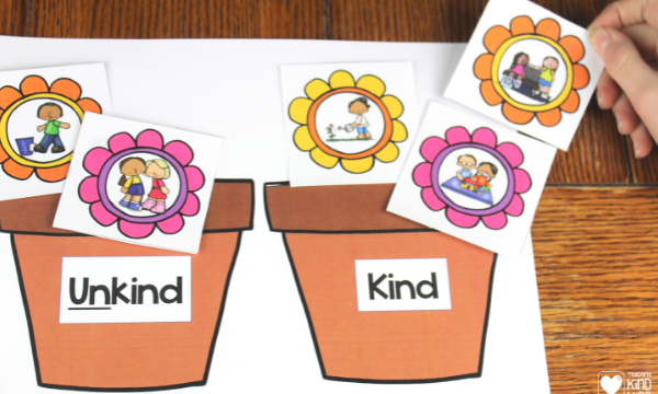 Use these kindness flowers kind or unkind sort, perfect for spring centers.