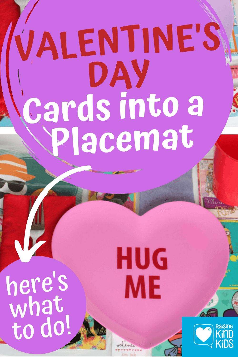 Simple and fun Valentine's Day Craft for kids to reuse their valentine cards they bring home from school. Keep on celebrating Valentine's Day with this cute placemat craft for kids. #valentinesday #valentinesdaycraft #valentinesdaycraftforkids