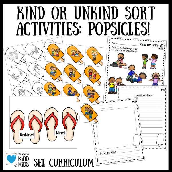 Use this popsicle themed social emotional learning game to help kids understand what is kind and what is not kind. 