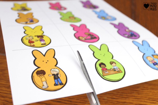 Use this kindness bunnies game perfect for centers to teach sel and character education during spring and Easter.
