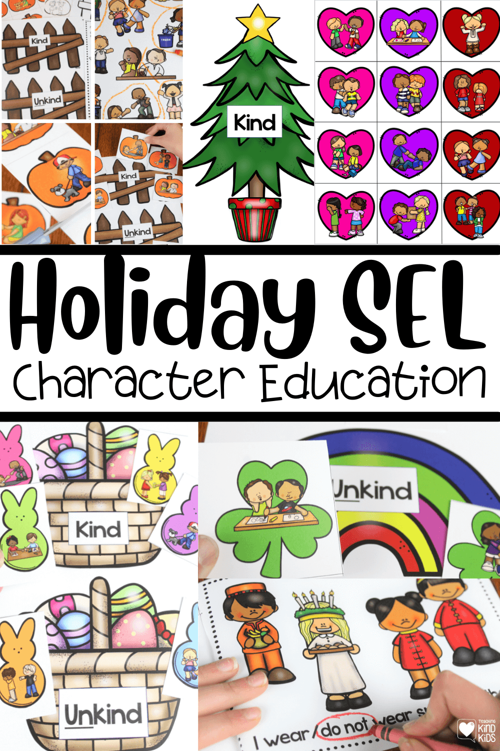 Use this holiday sel bundle to teach sel and character education to students in fun, hands-on ways for all the major holidays.
