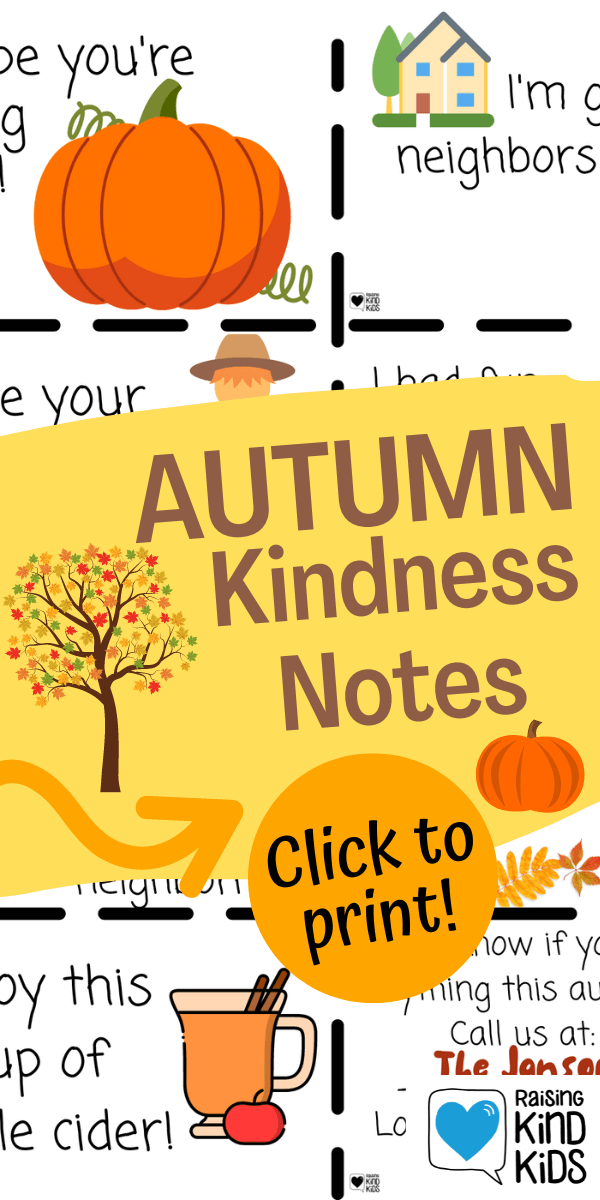 Use these fall kindness notes to spread kindness this autumn and it's perfect for families to do together.
