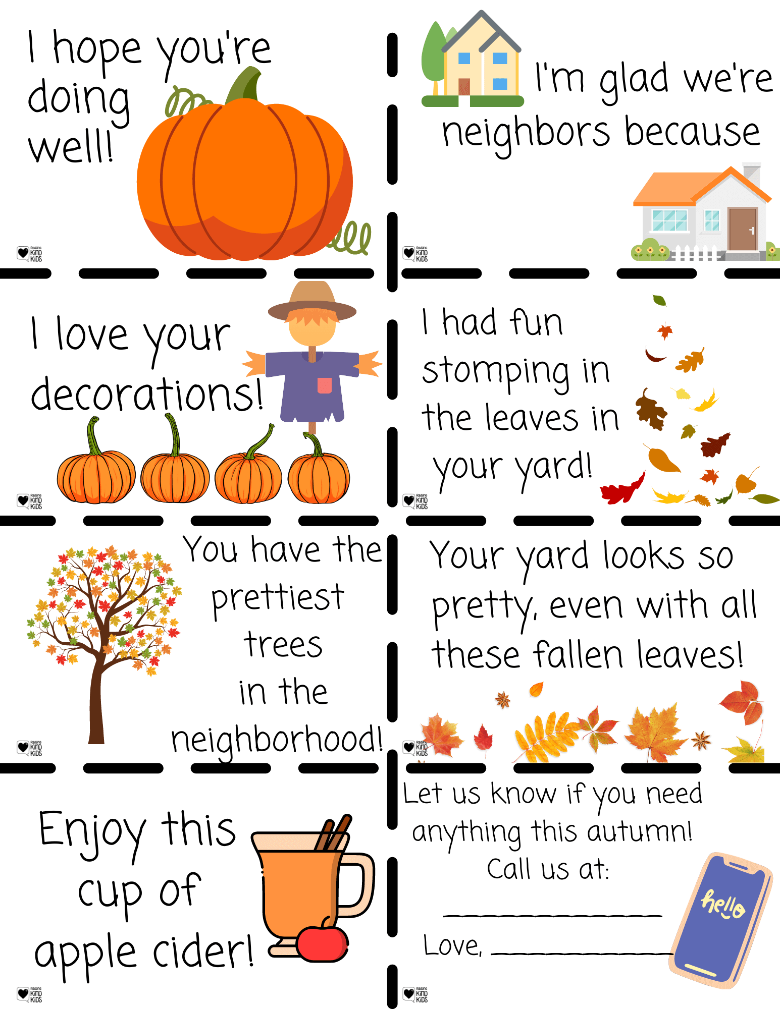Use these fall kindness notes to spread kindness this autumn and it's perfect for families to do together. 