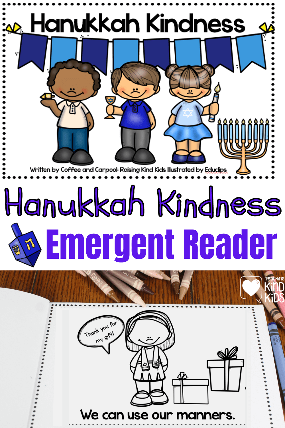 Use this Hanukkah Emergent Reader Set to help show kids all the differnet ways they can be kind during the 8 Nights of Hanukkah.