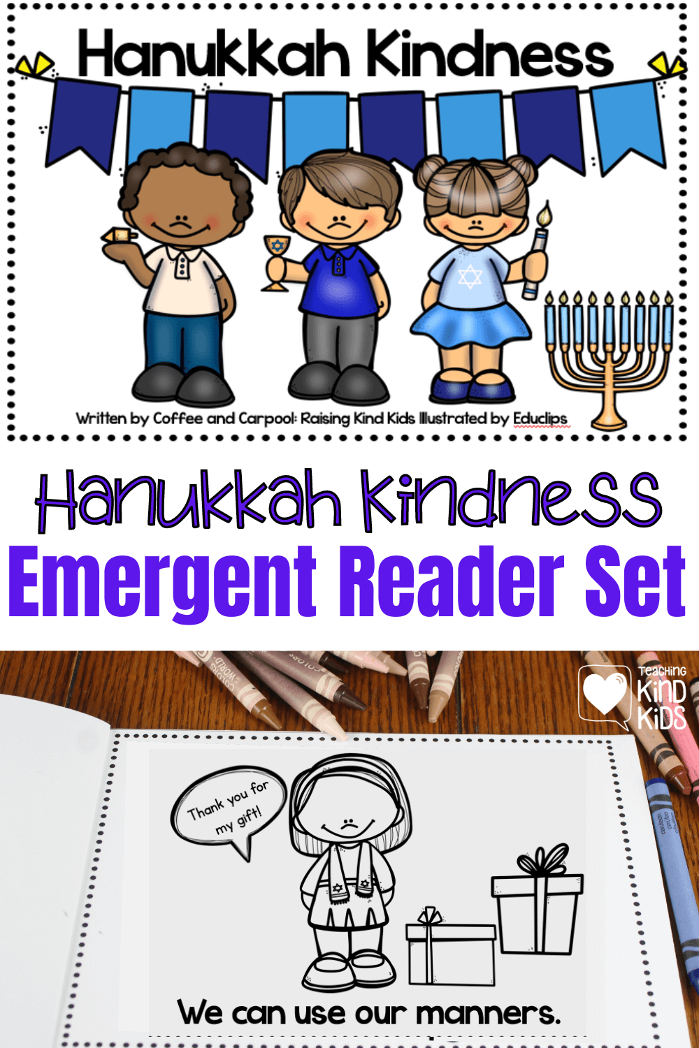 Use this Hanukkah Emergent Reader Set to help show kids all the differnet ways they can be kind during the 8 Nights of Hanukkah. 